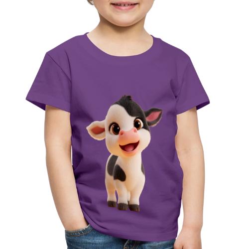 Joyful Cartoon Baby Cow Standing - Toddler Premium T-Shirt
