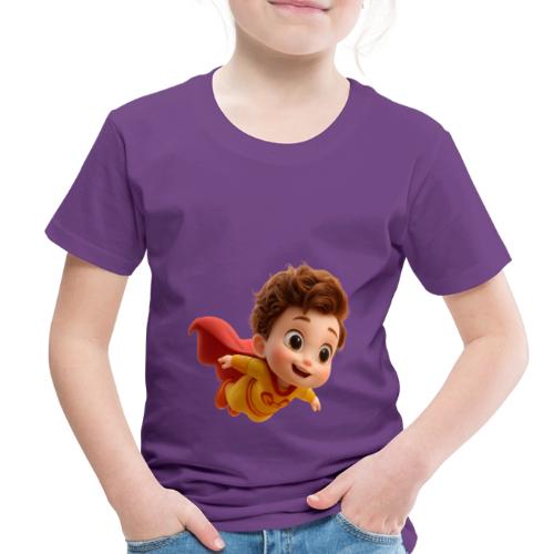 Flying Cartoon Superhero Boy in Yellow Suit - Toddler Premium T-Shirt
