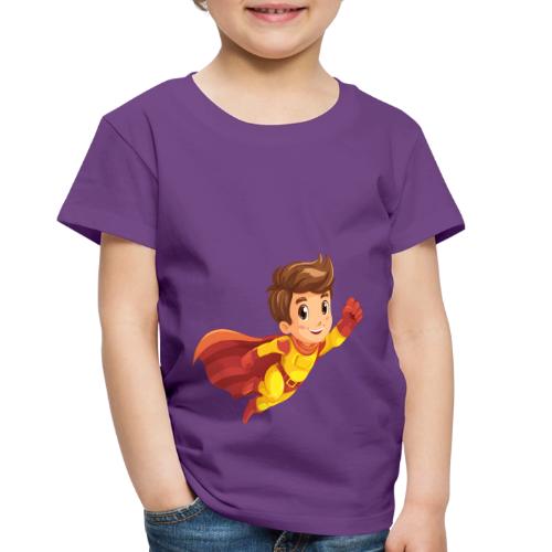 Cheerful Cartoon Superhero Boy Flying High - Toddler Premium T-Shirt