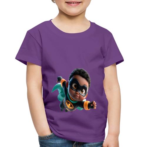Brave Cartoon Superhero Boy in Green Cape - Toddler Premium T-Shirt