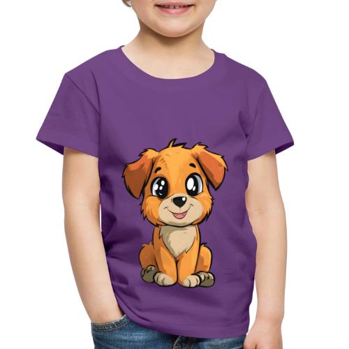 Cute Sitting Puppy Cartoon with Big Eyes - Toddler Premium T-Shirt