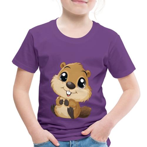 Adorable Cartoon Baby Beaver with Big Eyes - Toddler Premium T-Shirt
