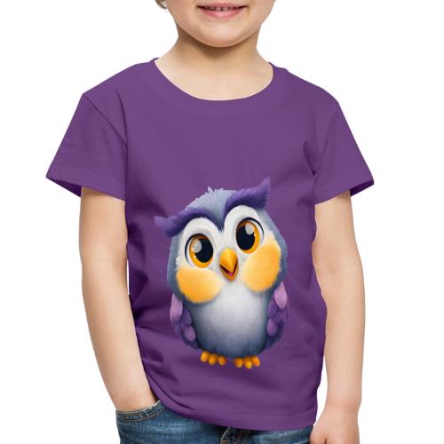 Colorful Cartoon Baby Owl with Big Sparkling Eyes - Toddler Premium T-Shirt