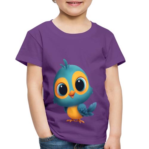Joyful Cartoon Bird Standing in Yellow and Blue - Toddler Premium T-Shirt