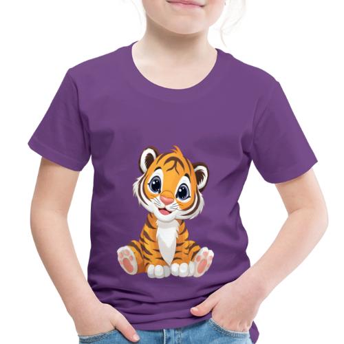 Adorable Cartoon Tiger Cub with Innocent Eyes - Toddler Premium T-Shirt
