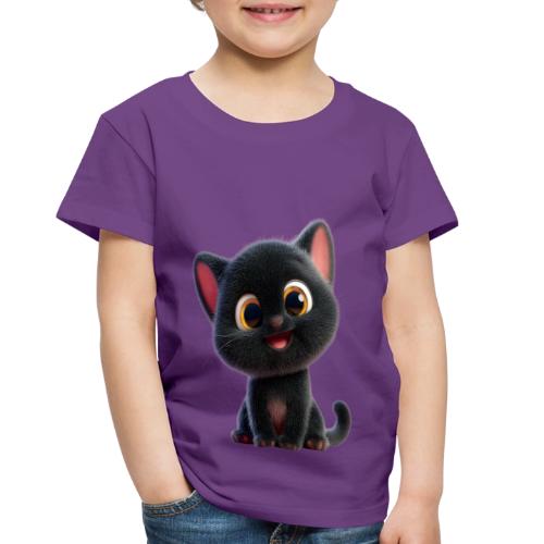 Adorable 3D Black Kitten with Big Eyes - Toddler Premium T-Shirt
