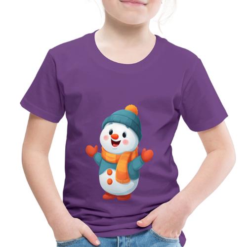 Joyful Cartoon Snowman with Winter Outfit - Toddler Premium T-Shirt