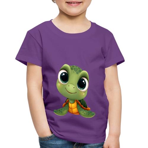 Cheerful Green Cartoon Sea Turtle with Big Eyes - Toddler Premium T-Shirt