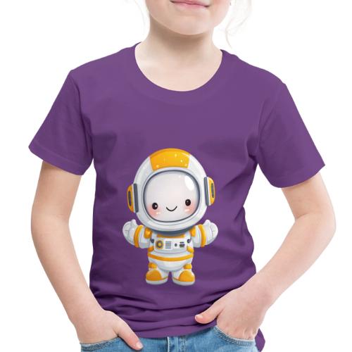 Cute Cartoon Baby Astronaut in White and Yellow - Toddler Premium T-Shirt