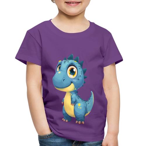 Smiling Blue and Yellow Baby Dinosaur - Toddler Premium T-Shirt
