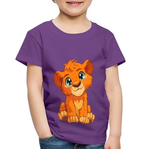 Sweet Cartoon Lion Cub with Big Innocent Eyes - Toddler Premium T-Shirt