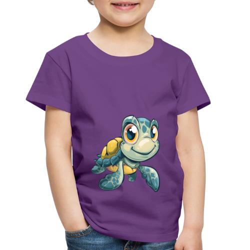 Playful Cartoon Baby Sea Turtle with a Smile - Toddler Premium T-Shirt