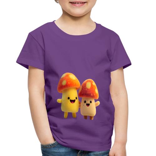 Joyful Cartoon Mushroom Duo - Toddler Premium T-Shirt
