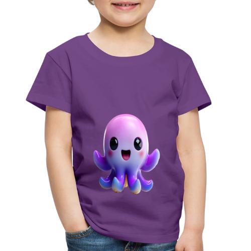 Joyful Cartoon Purple Baby Octopus with Big Smile - Toddler Premium T-Shirt