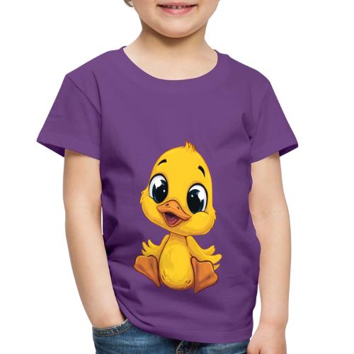 Sweet Yellow Cartoon Duck Sitting Happily - Toddler Premium T-Shirt