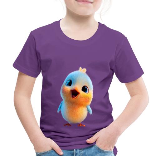 Colorful Cartoon Baby Bird in Orange and Blue - Toddler Premium T-Shirt