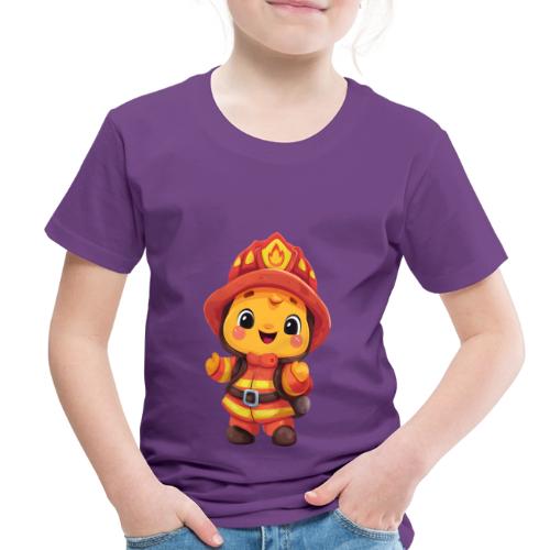 Cute Cartoon Firefighter in Red and Yellow Suit - Toddler Premium T-Shirt