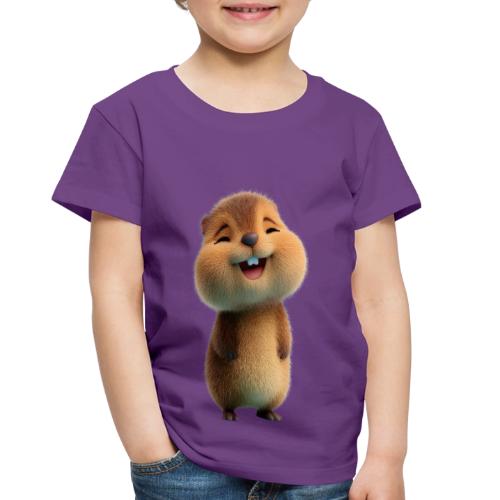 Joyful Cartoon Baby Beaver - Toddler Premium T-Shirt