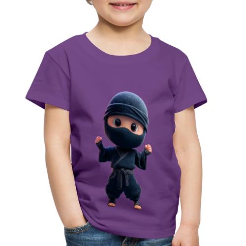 Cute Cartoon Ninja Toddler in Fight Pose - Toddler Premium T-Shirt