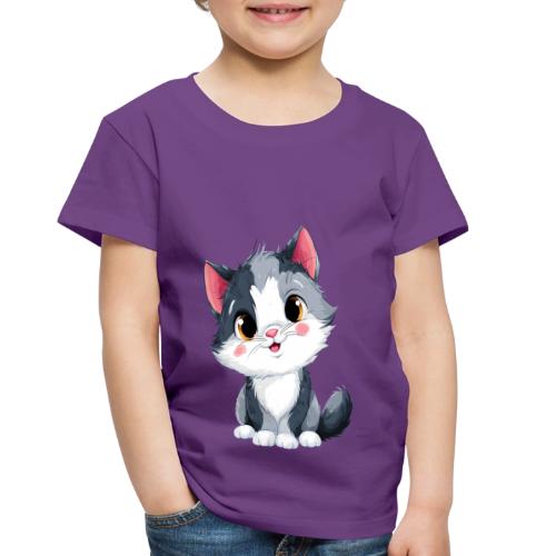 Sweet Sitting Kitten Cartoon Smiling - Toddler Premium T-Shirt