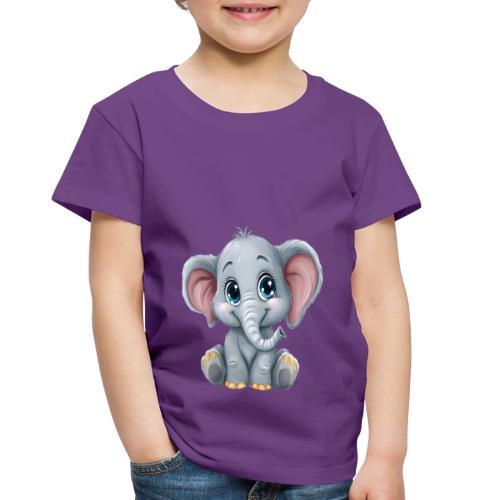 Sweet Cartoon Baby Elephant with Big Eyes - Toddler Premium T-Shirt