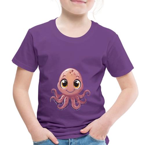Cute Cartoon Baby Octopus with Big Eyes - Toddler Premium T-Shirt
