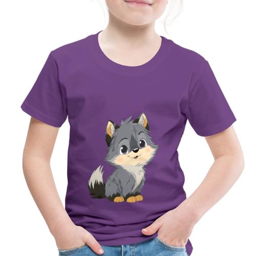Cute Cartoon Baby Wolf with Innocent Eyes - Toddler Premium T-Shirt