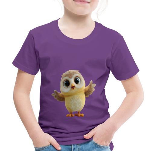 Cute Cartoon Baby Owl with Wings Open - Toddler Premium T-Shirt