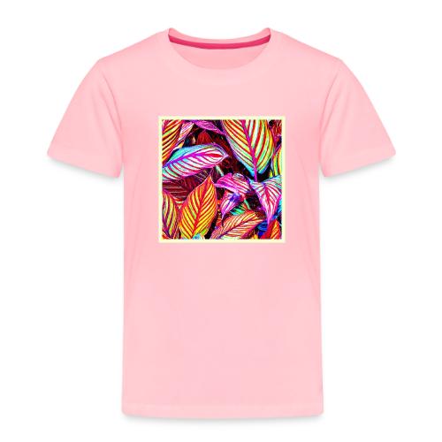 Striped Neon Leaves Design - Toddler Premium T-Shirt