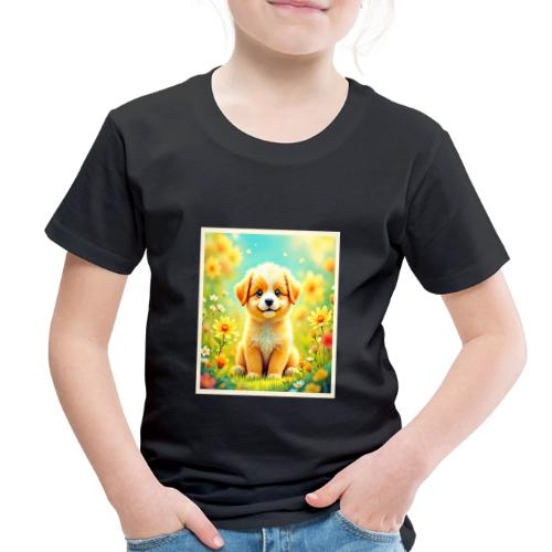 Cute Puppy Flower Art - Toddler Premium T-Shirt