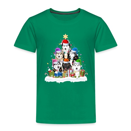 Siberian Husky Christmas Tree - Snow Dogs - Toddler Premium T-Shirt