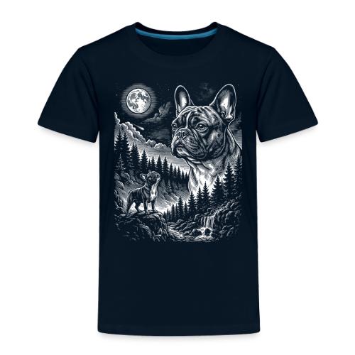 Vintage French Bulldog Moon Howling Tee - Toddler Premium T-Shirt