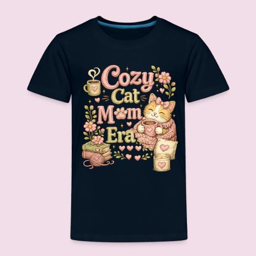 Cozy Cat Mom Era Faux Stitched Design - Toddler Premium T-Shirt