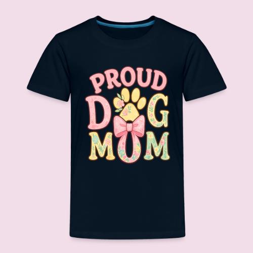 Proud Dog Mom Floral Paw Bow - Toddler Premium T-Shirt