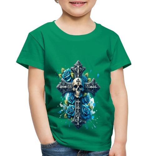 Gothic Collection - Cross, Skull & Blue Roses - Toddler Premium T-Shirt