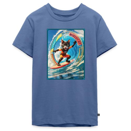 Wavecat Surfing A Wave Portal - Kids' Premium T-Shirt