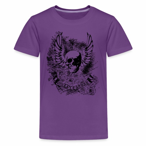 Cool OnePleasure Skull Wings Roses Banner - Kids' Premium T-Shirt