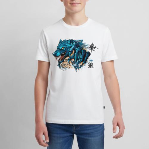 Blue Wolf Graffiti Street Art - Kids' Premium T-Shirt
