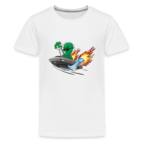 UFO Alien Hot Rod Cartoon Illustration - Kids' Premium T-Shirt
