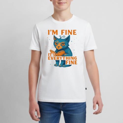 Funny Cat I’m Fine It’s Everything Fine– Retro tee - Kids' Premium T-Shirt