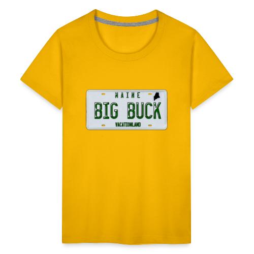 Maine LICENSE PLATE Big Buck Camo - Kids' Premium T-Shirt