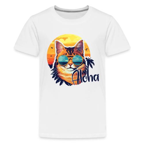 Funny Cat in Hawaiian Aloha Sunglasses - Kids' Premium T-Shirt