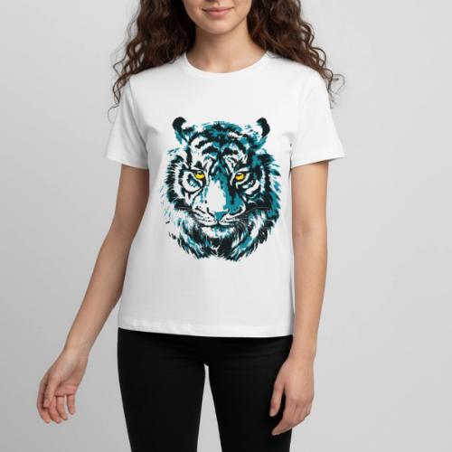 Colorful Turquoise Tiger Head Portrait Drawing - Kids' Premium T-Shirt