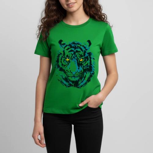 Colorful Turquoise Tiger Head Portrait Drawing - Kids' Premium T-Shirt