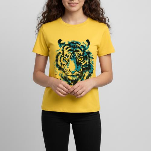 Colorful Turquoise Tiger Head Portrait Drawing - Kids' Premium T-Shirt