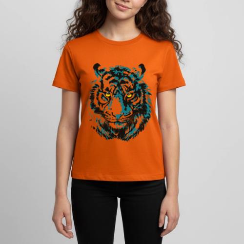 Colorful Turquoise Tiger Head Portrait Drawing - Kids' Premium T-Shirt