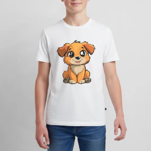 Cute Sitting Puppy Cartoon with Big Eyes - Kids' Premium T-Shirt