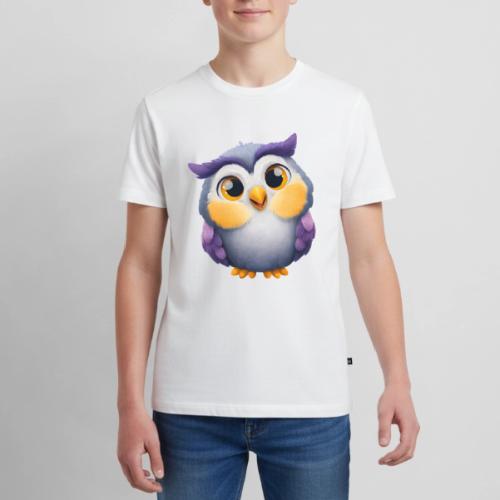 Colorful Cartoon Baby Owl with Big Sparkling Eyes - Kids' Premium T-Shirt