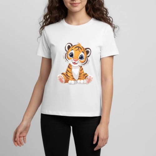 Adorable Cartoon Tiger Cub with Innocent Eyes - Kids' Premium T-Shirt