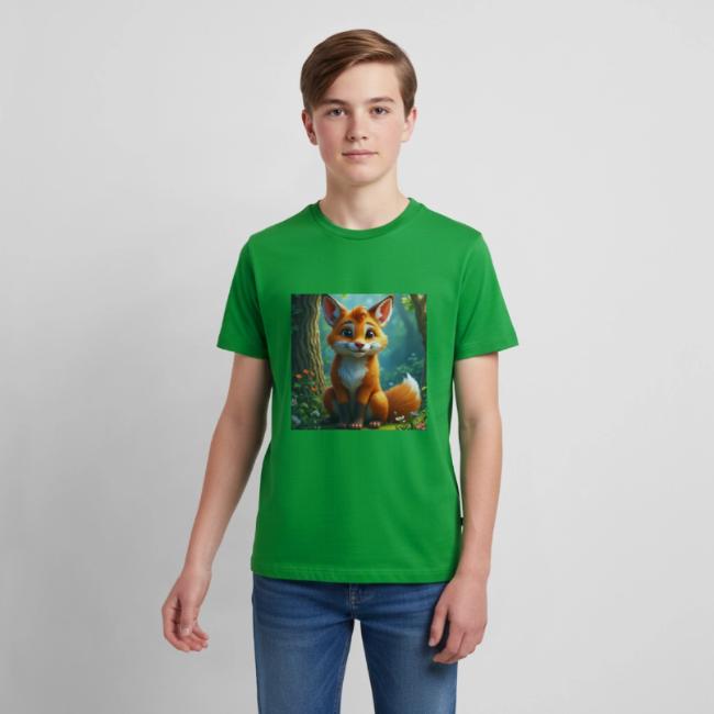 Magical fantasy fox in enchanted forest scene